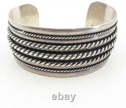 925 Sterling Silver Vintage Dark Tone Rope Twist Detail Cuff Bracelet BT3926
