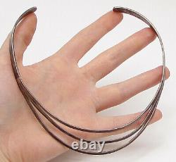 925 Sterling Silver Vintage Dark Tone Three Lines Collar Necklace PT2480