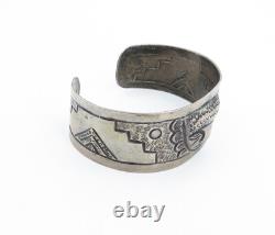 925 Sterling Silver Vintage Dark Tone Traditional Face Cuff Bracelet BT1552