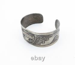 925 Sterling Silver Vintage Dark Tone Traditional Face Cuff Bracelet BT1552