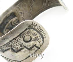 925 Sterling Silver Vintage Dark Tone Traditional Face Cuff Bracelet BT1552