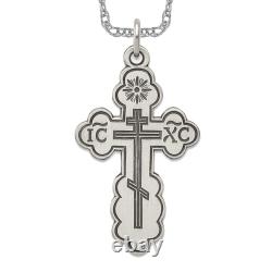 925 Sterling Silver Vintage Eastern Orthodox Cross Necklace Charm Pendant