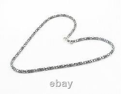 925 Sterling Silver Vintage Etched Cobble Pattern Chain Necklace NE1238