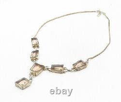 925 Sterling Silver Vintage Faceted Topaz Petite Wheat Chain Necklace NE1650