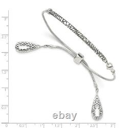 925 Sterling Silver Vintage Filigree Teardrops Adjustable Wrap Bracelet