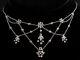 925 Sterling Silver Vintage Floral Chain Necklace Cubic Zirconia Delicate Jewel