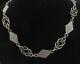925 Sterling Silver Vintage Floral Diamond Shape Link Chain Necklace Ne1675