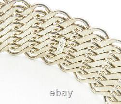 925 Sterling Silver Vintage Interlaced S Swirl Design Cuff Bracelet BT3925