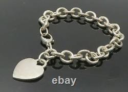 925 Sterling Silver Vintage Love Heart Chain Bracelet BT4190