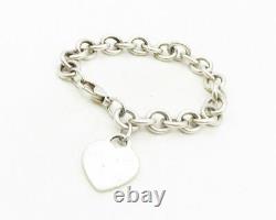 925 Sterling Silver Vintage Love Heart Chain Bracelet BT4190