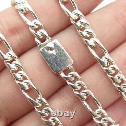 925 Sterling Silver Vintage Mexico Figaro Chain Necklace 22