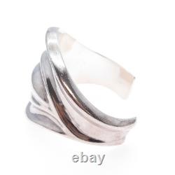925 Sterling Silver Vintage Mexico Heavy 54.7g Modernist Adjustable Bracelet 6