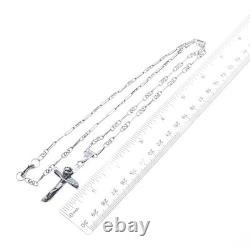 925 Sterling Silver Vintage Mexico Modernist Crucifix Cross Chain Necklace 24