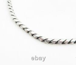 925 Sterling Silver Vintage Minimalist Twist Link Shiny Chain Necklace- NE1542