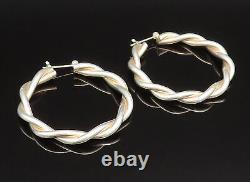 925 Sterling Silver Vintage Minimalist Twisted Hoop Earrings EG11714