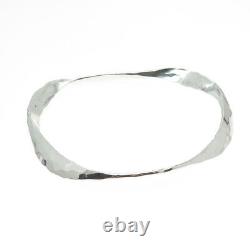 925 Sterling Silver Vintage Modernist Hammered Twisted Bangle Bracelet 7.5