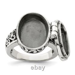 925 Sterling Silver Vintage Oval Locket Ring