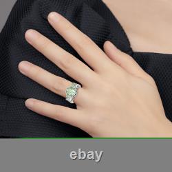 925 Sterling Silver Vintage Oval Round Green Quartz Ring Size 6, 7, or 8