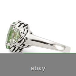 925 Sterling Silver Vintage Oval Round Green Quartz Ring Size 6, 7, or 8