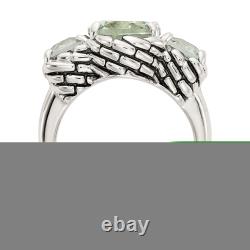 925 Sterling Silver Vintage Oval Round Green Quartz Ring Size 6, 7, or 8