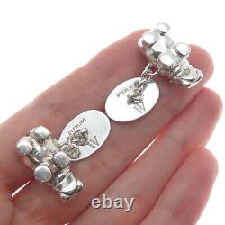 925 Sterling Silver Vintage Real Ruby Hippo Cufflinks