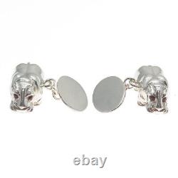 925 Sterling Silver Vintage Real Ruby Hippo Cufflinks