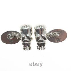 925 Sterling Silver Vintage Real Ruby Hippo Cufflinks