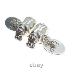 925 Sterling Silver Vintage Real Ruby Hippo Cufflinks