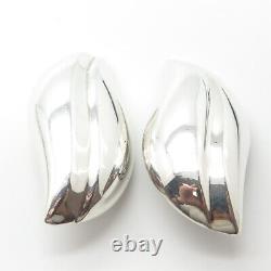 925 Sterling Silver Vintage Ribbed Clip On Earrings