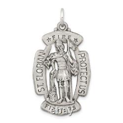 925 Sterling Silver Vintage Saint Florian Medal Necklace Charm Pendant