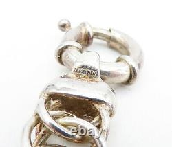 925 Sterling Silver Vintage Shiny Circle Cage Link Chain Bracelet BT3062