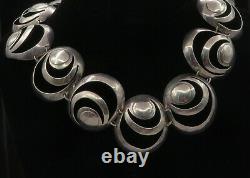 925 Sterling Silver Vintage Shiny Cutout Dome Link Chain Necklace NE1873