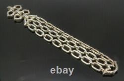 925 Sterling Silver Vintage Shiny Hammered Flower Chain Bracelet BT4656