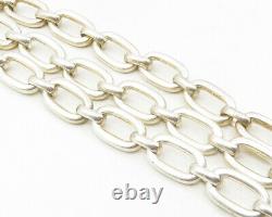 925 Sterling Silver Vintage Shiny Hammered Flower Chain Bracelet BT4656