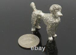 925 Sterling Silver Vintage Shiny Heavy Poodle Dog Statue Trinket TR2867