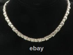 925 Sterling Silver Vintage Shiny Matte Love Heart Chain Necklace NE1848
