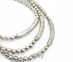 925 Sterling Silver Vintage Shiny Minimalist Beaded Chain Necklace NE1110