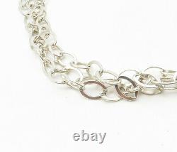 925 Sterling Silver Vintage Shiny Minimalist Oval Link Chain Necklace NE1786