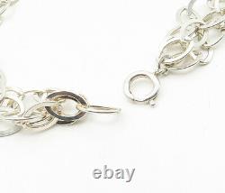 925 Sterling Silver Vintage Shiny Minimalist Oval Link Chain Necklace NE1786