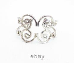 925 Sterling Silver Vintage Shiny Open Spiral Design Cuff Bracelet BT1907