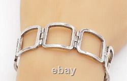 925 Sterling Silver Vintage Shiny Open Square Hinge Chain Bracelet BT2544