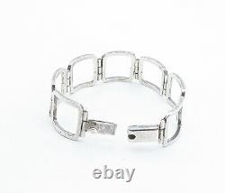 925 Sterling Silver Vintage Shiny Open Square Hinge Chain Bracelet BT2544