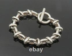 925 Sterling Silver Vintage Shiny Polished Smooth Oval Chain Bracelet BT6704