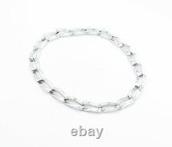 925 Sterling Silver Vintage Shiny Polished Square Link Chain Necklace NE1183