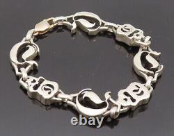 925 Sterling Silver Vintage Skull Cutout 3D Chain Solid Bracelet BT9919