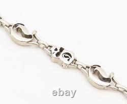 925 Sterling Silver Vintage Skull Cutout 3D Chain Solid Bracelet BT9919