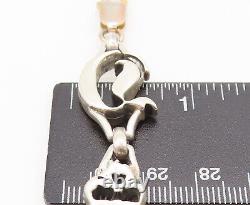 925 Sterling Silver Vintage Skull Cutout 3D Chain Solid Bracelet BT9919