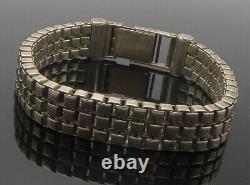925 Sterling Silver Vintage Smooth Box Link Flat Chain Bracelet BT5629