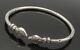 925 Sterling Silver Vintage Snake's Head Shiny Etched Cuff Bracelet Bt6544