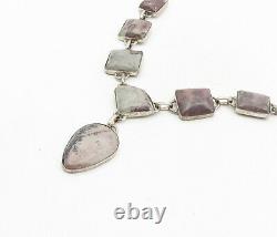 925 Sterling Silver Vintage Spotted Jasper Multi-Shape Chain Necklace NE1706